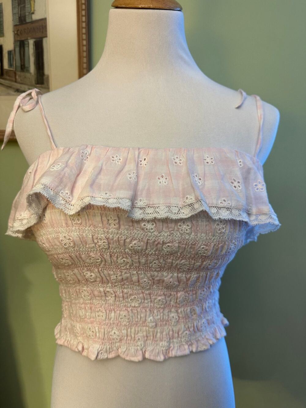 Renada Eyelet Boho Angel Pink Top LoveShackFancy Small NWT Boho Cottagecore